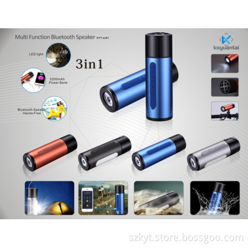 2016 new arrival powerbank wireless bluetooth speaker with camp light, water-resisitant, SOS Warning function